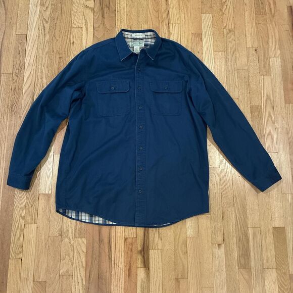 L.L. Bean Men's Navy Heavy Flannel - Picture 1 of 2